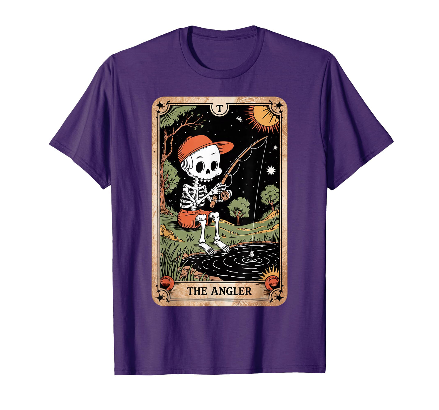 The Angler Skeleton Tarot Card Vintage Funny Fishing Gifts T-Shirt
