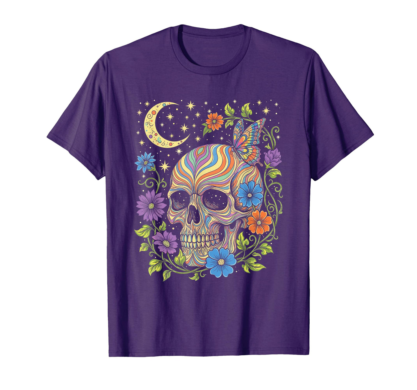 Colorful Skeleton Skull Halloween Costume Spooky T-Shirt