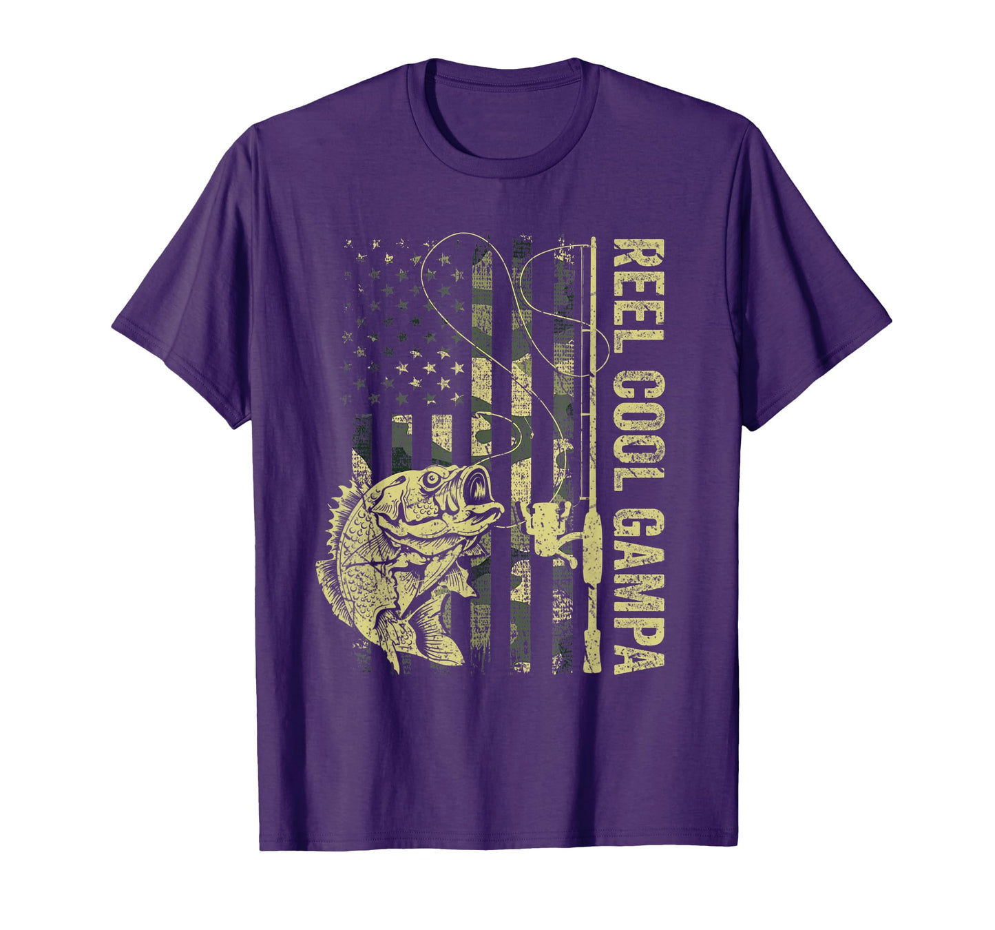 Reel Cool Gampa Camouflage American Flag Fathers Day Men T-Shirt