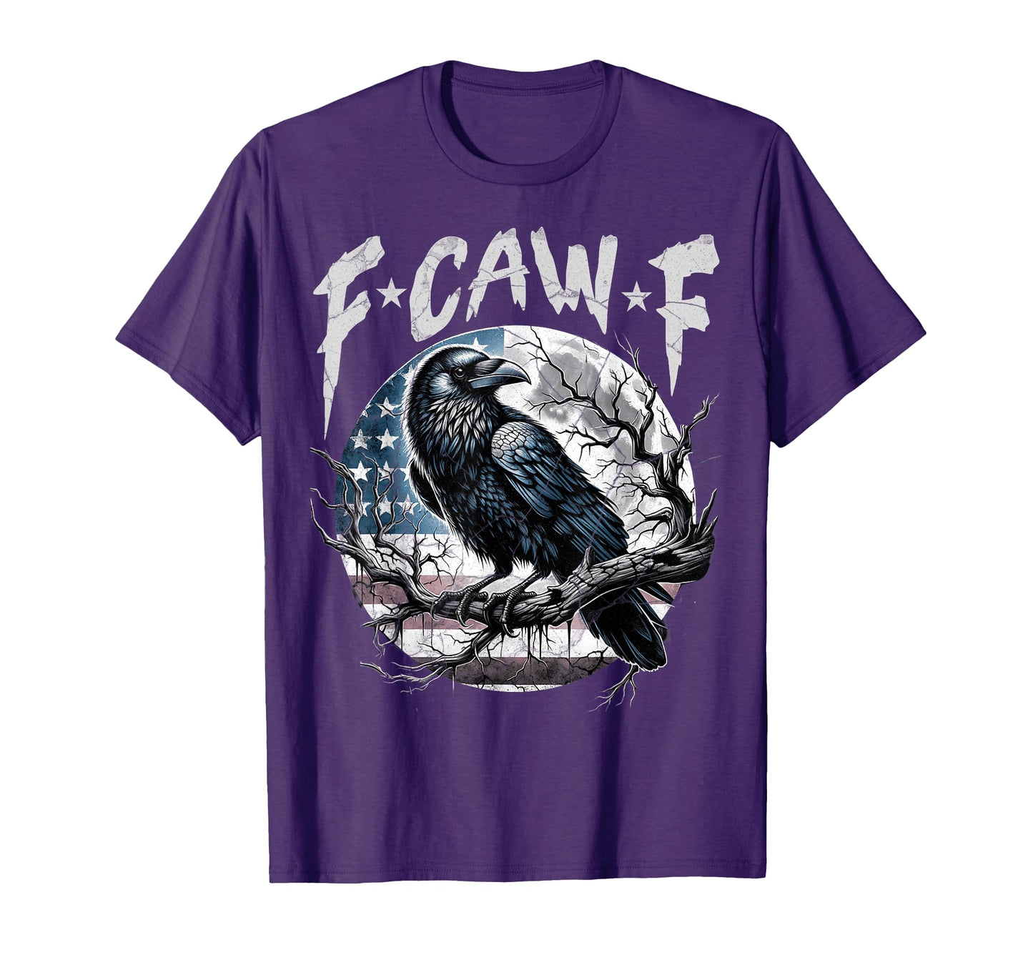 F-Caw-F Black Bird Crow Retro USA Flag Vintage F Caw F T-Shirt