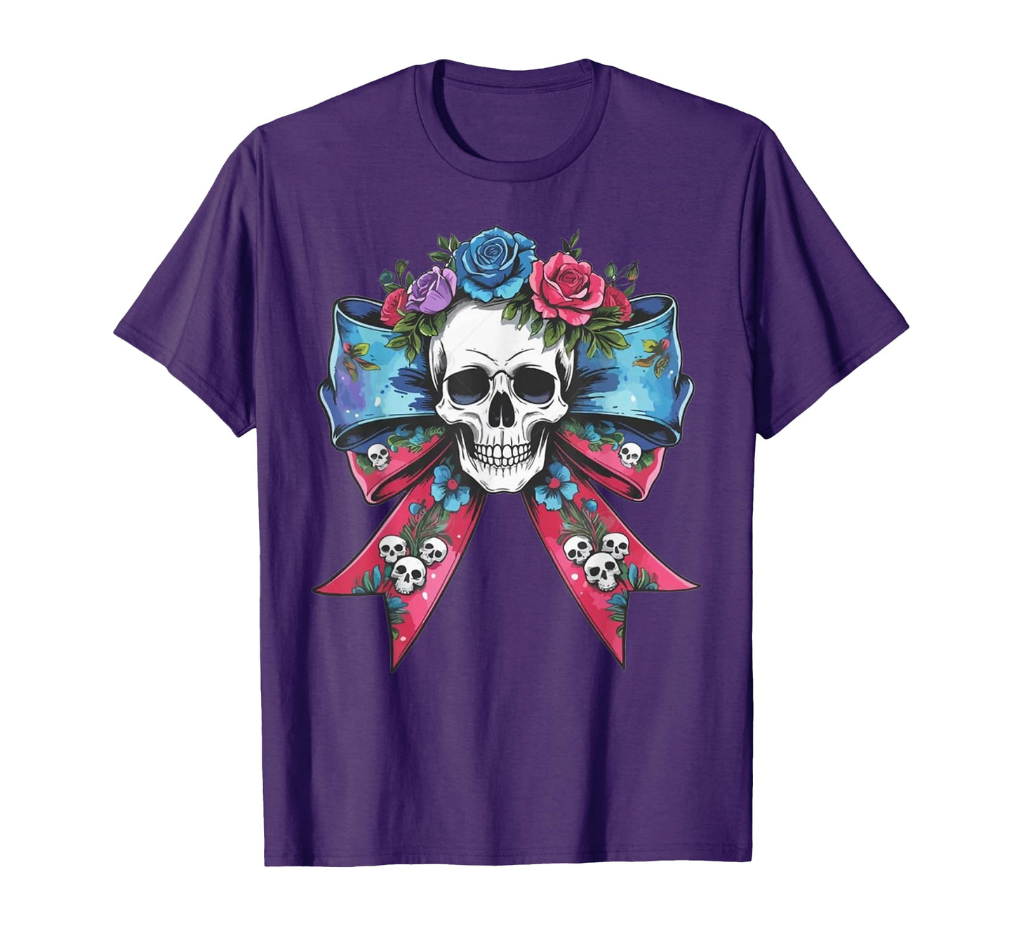 Coquette Bow Spooky Season Skeleton Skull Horror Halloween T-Shirt