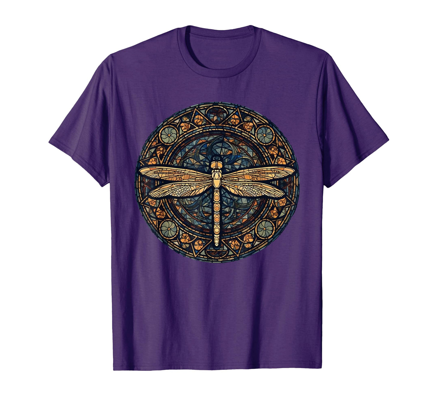 Magical Dragonfly Lover Stained Glass Graphic Design Art T-Shirt