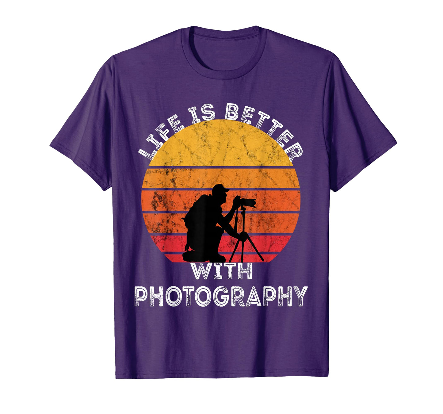 Photographer Camera Lover Retro Vintage Sunset Photography T-Shirt