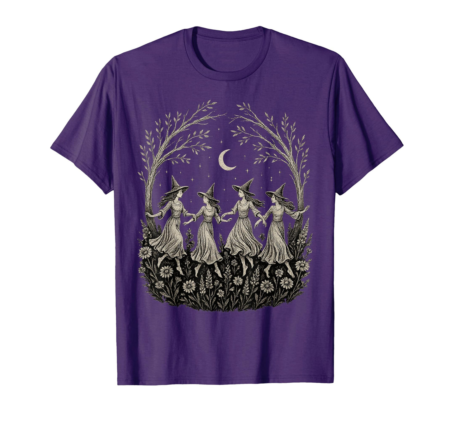 Funny Witch Halloween Floral Spooky Season Funny Fall Vibes T-Shirt