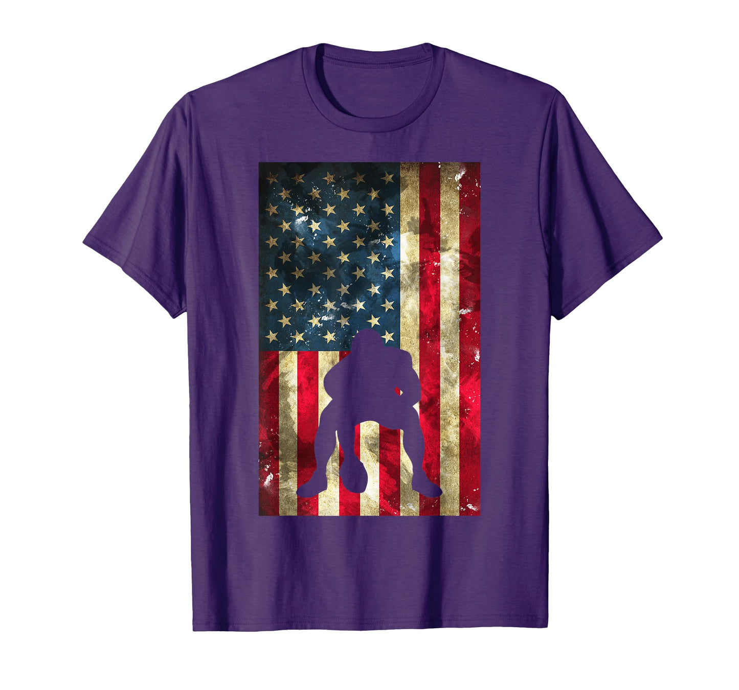 American Football Lineman - Offensive Player On USA Flag T-Shirt