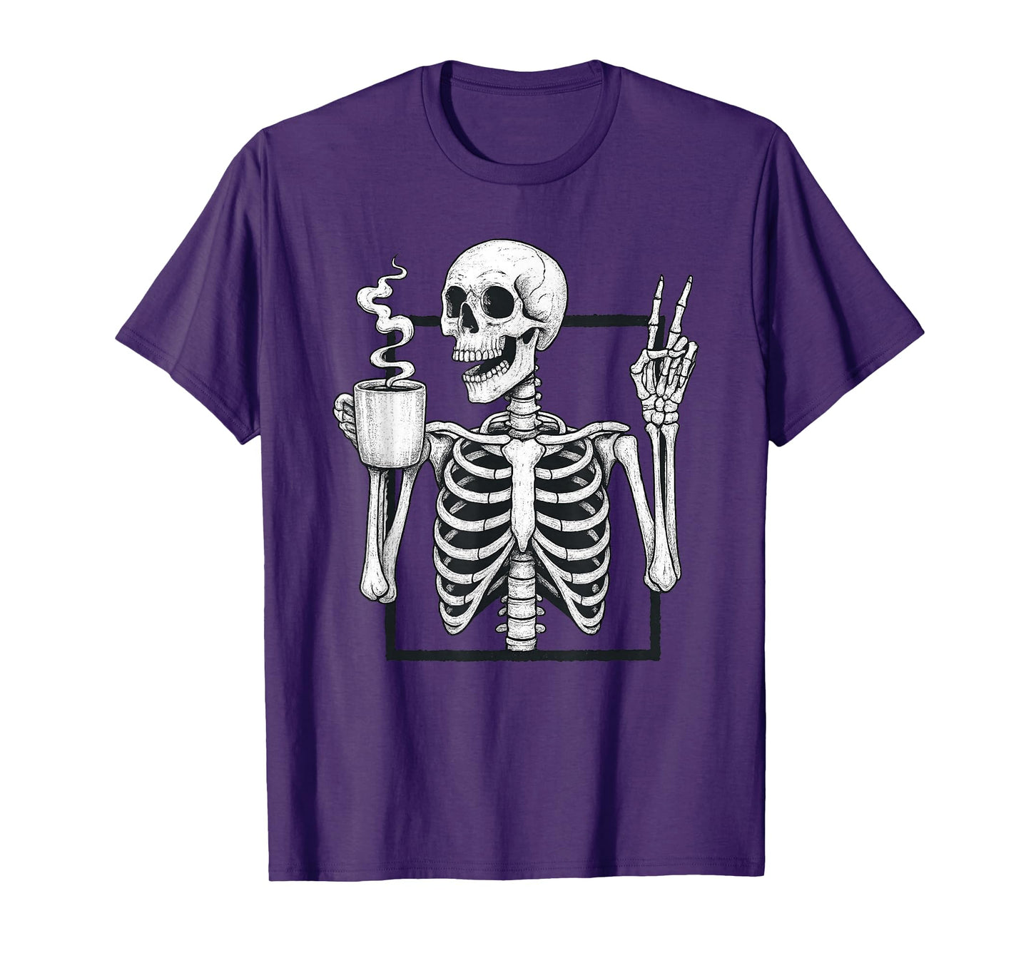 Funny Skeleton Coffee Design Halloween Spooky Caffeine T-Shirt