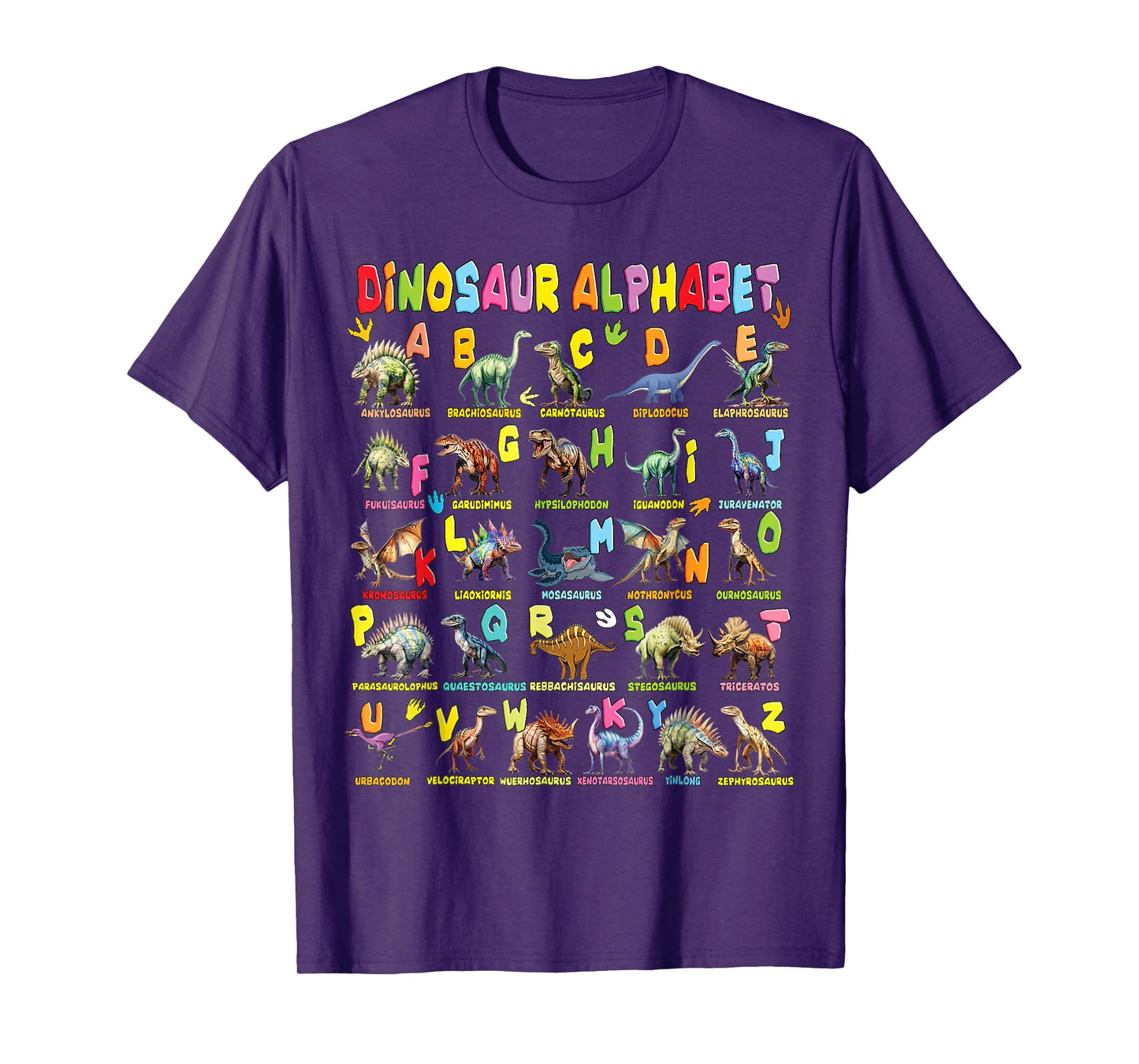 Types of Dinosaurs Alphabet A-Z ABC Dino Boys Kids Girls T-S T-Shirt