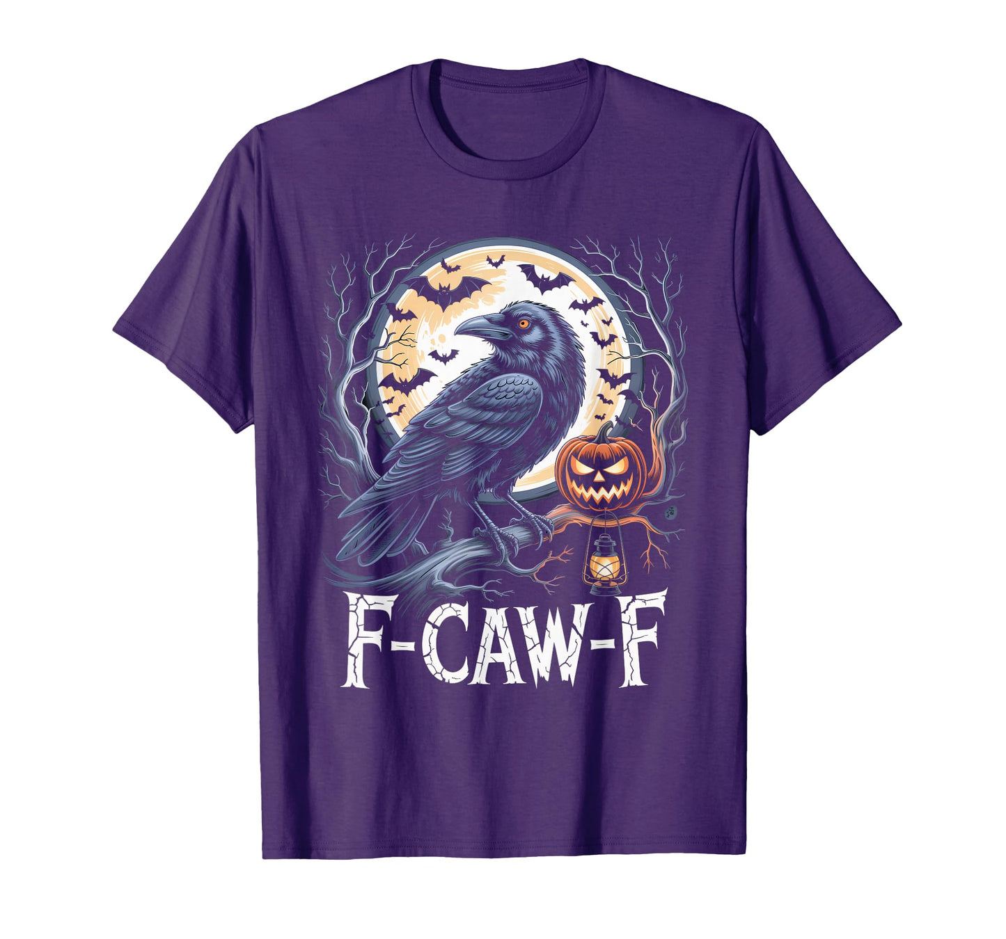 F-Caw-F Halloween Crow Moon Funny FCAWF Spooky Vintage T-Shirt