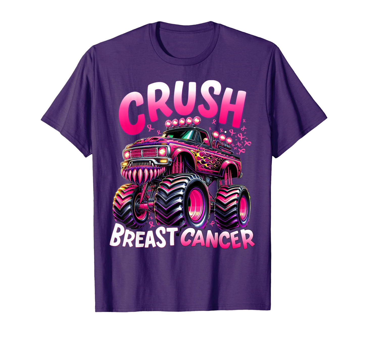 Crush Breast Cancer Monster Truck Girls Boys Pink Awareness T-Shirt