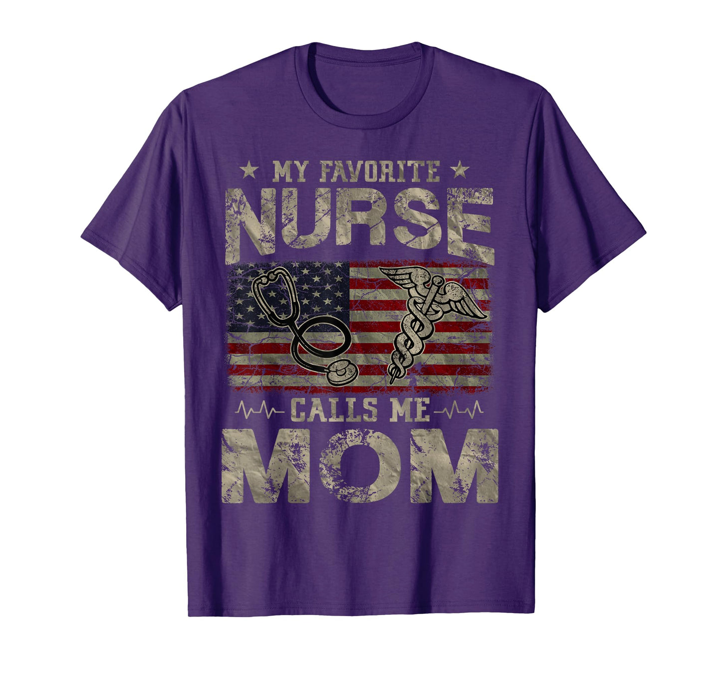 My Favorite Nurse Calls Me Mom American Flag Vintage T-Shirt