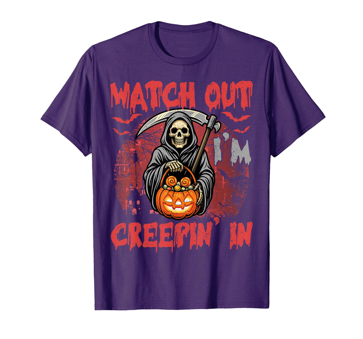 Funny Halloween Grim Reaper I'm Creepin in Women Men Kids T-Shirt