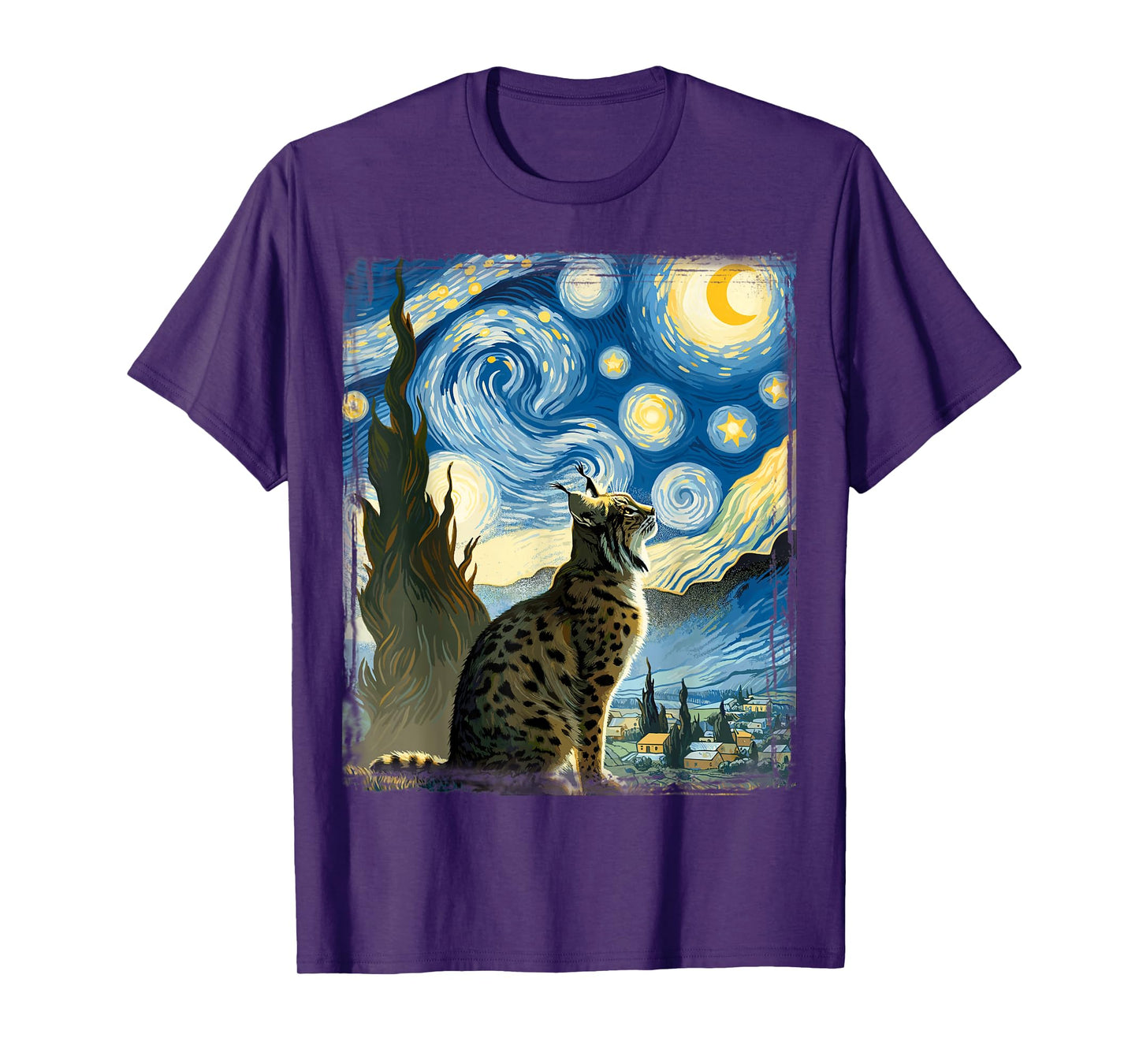 Artistic Bobcat Shirt Van Gogh Style Starry Night Bobcat T-Shirt