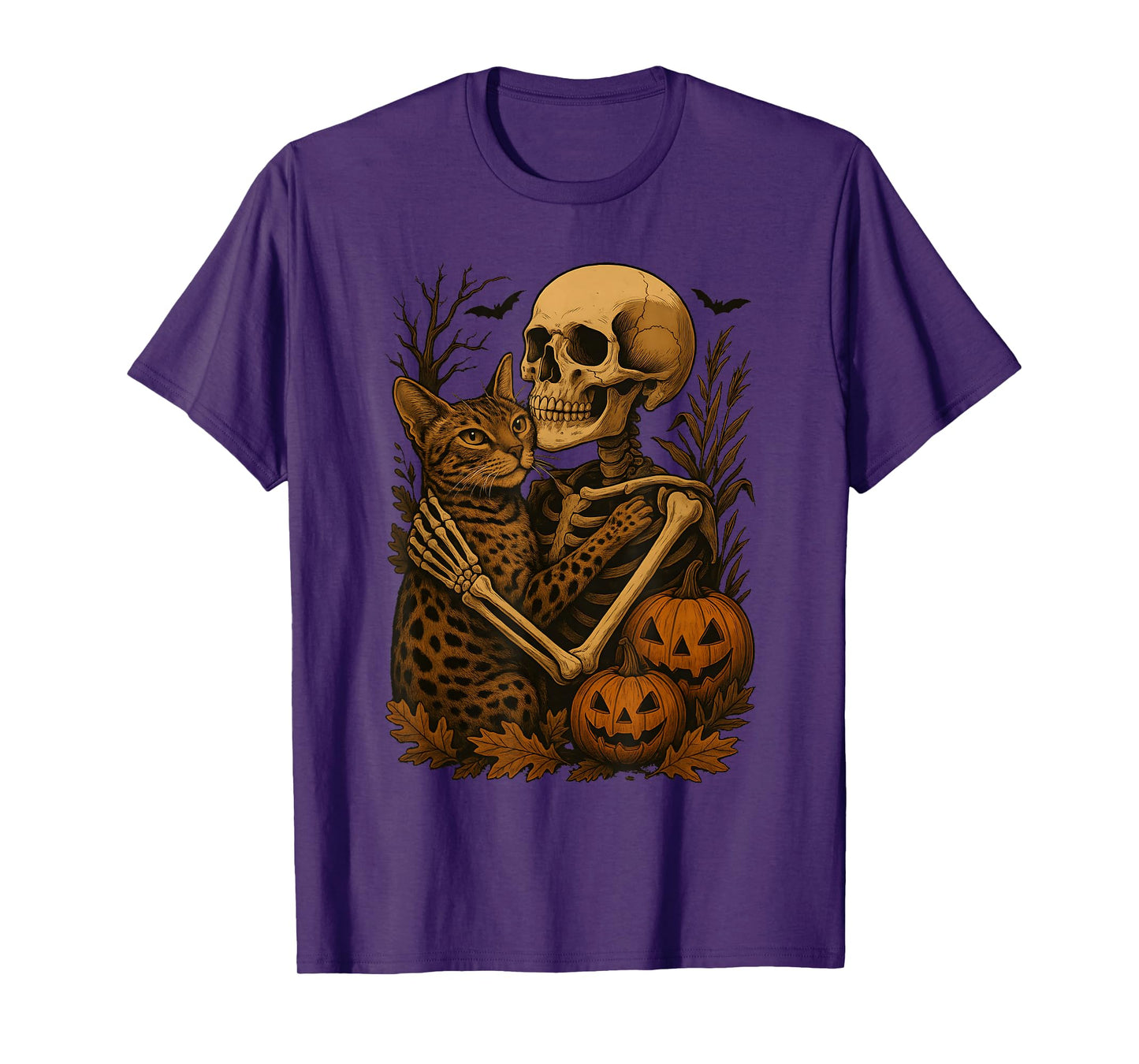 Skeleton Hugging Savannah Cat T-Shirt