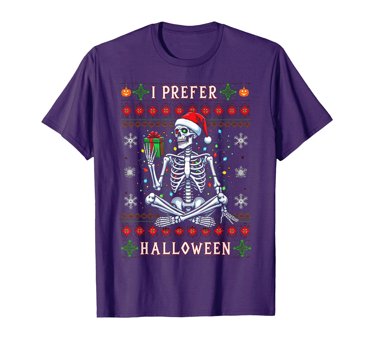 Funny Christmas 2025 Skeleton I Prefer Halloween Ugly Xmas T-Shirt