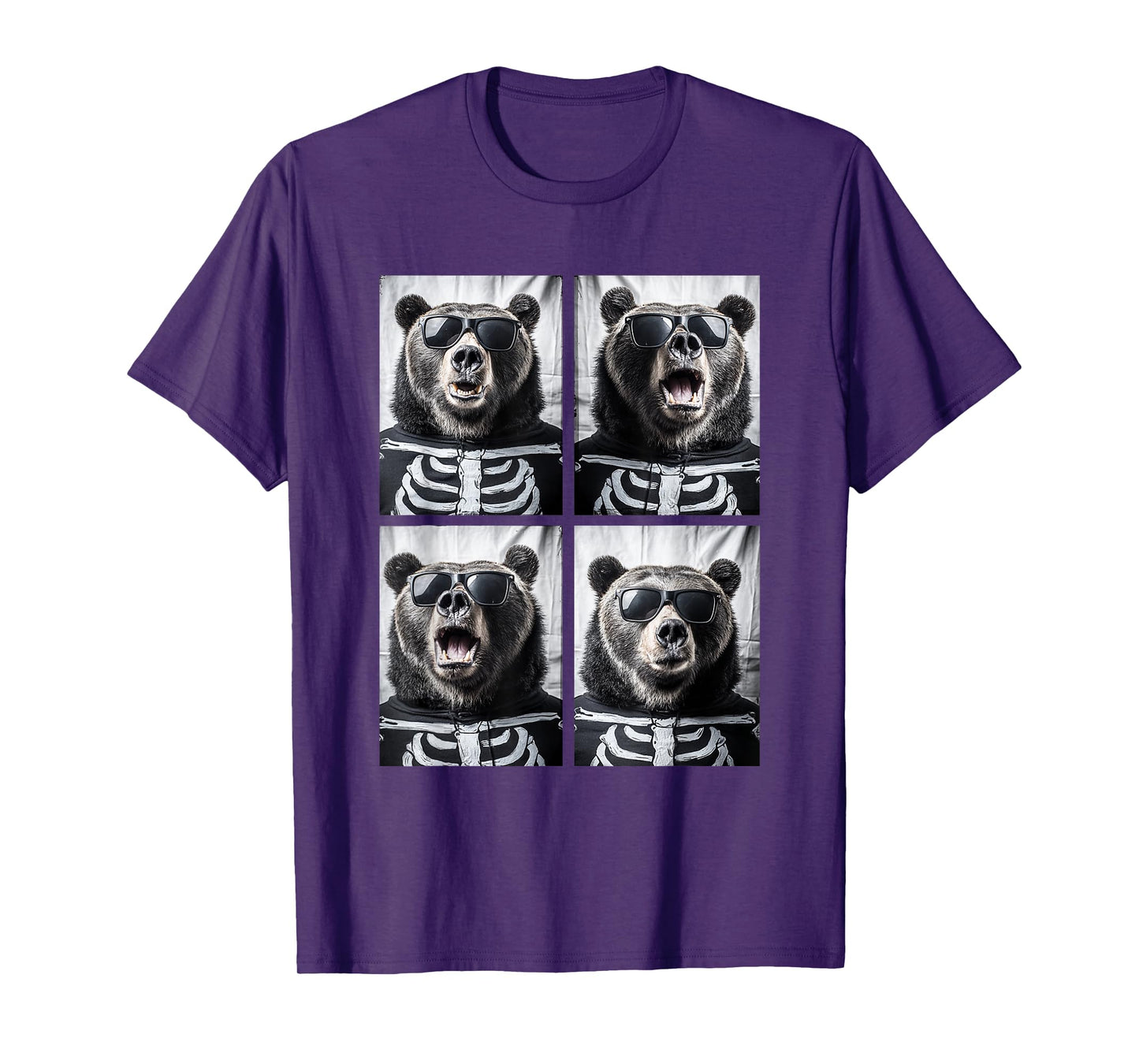 Cute Bears with Sunglasses Skeleton Costume Funny Halloween T-Shirt