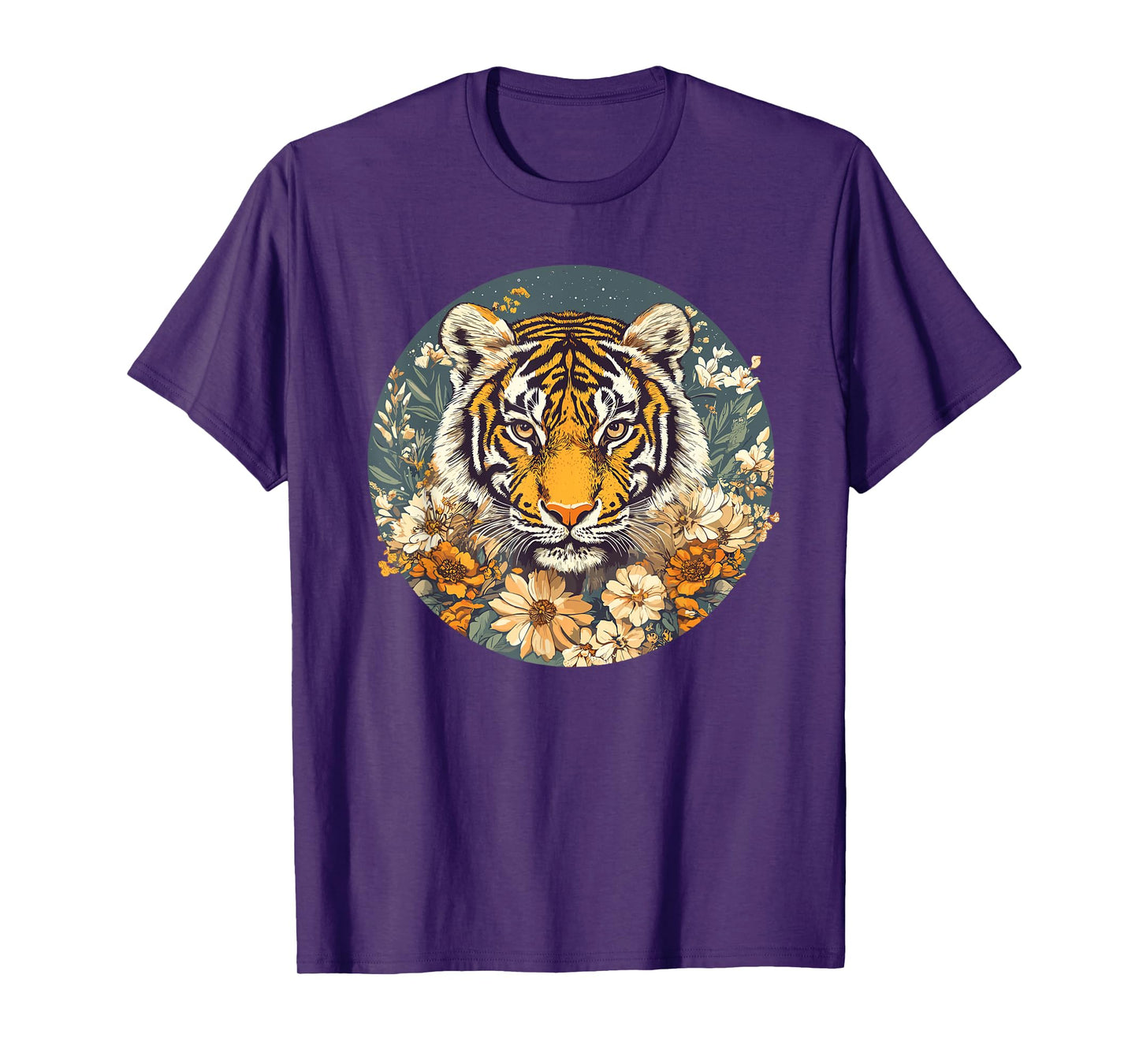 Tiger In Bloom Wild Floral Majesty T-Shirt