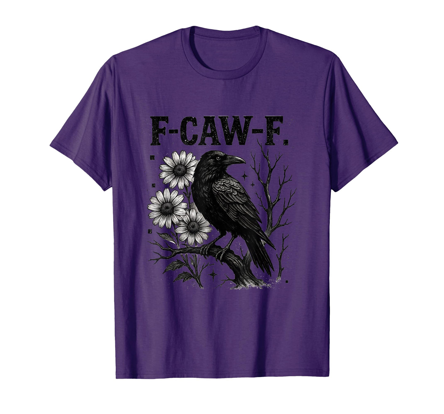 F-Caw-F Funny Halloween Crow Black Bird Moon Raven T-Shirt