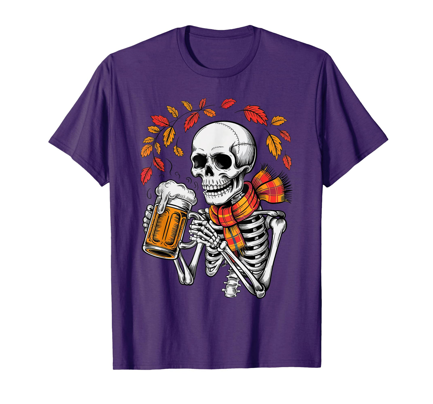 Skeleton Drinking Beer Retro Halloween Costume Beer Drinker T-Shirt