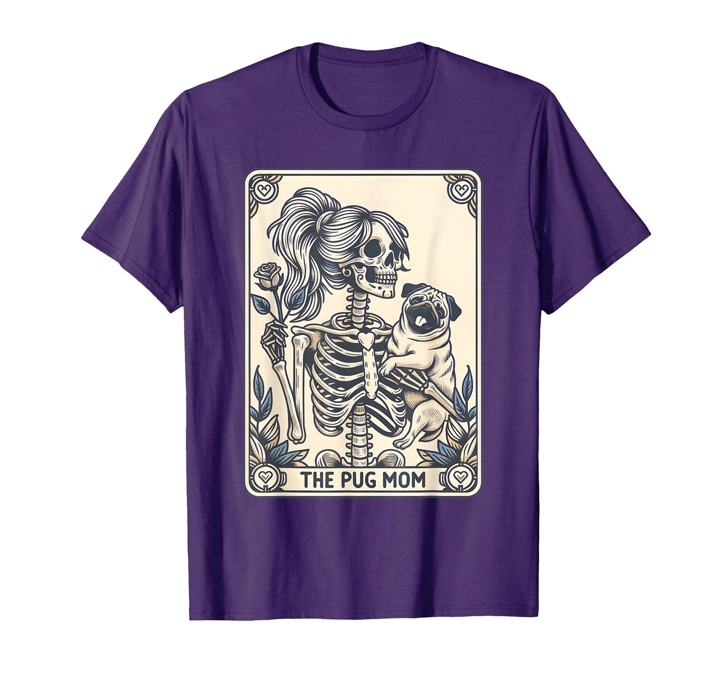 Pug Mom Tarot Card, Skeleton Pug Mom, Halloween Dog T-Shirt