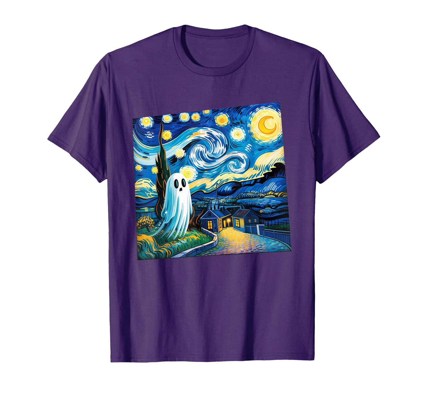 Funny Halloween Boo Sheet Ghost Starry Night Van Gogh Boys T-Shirt