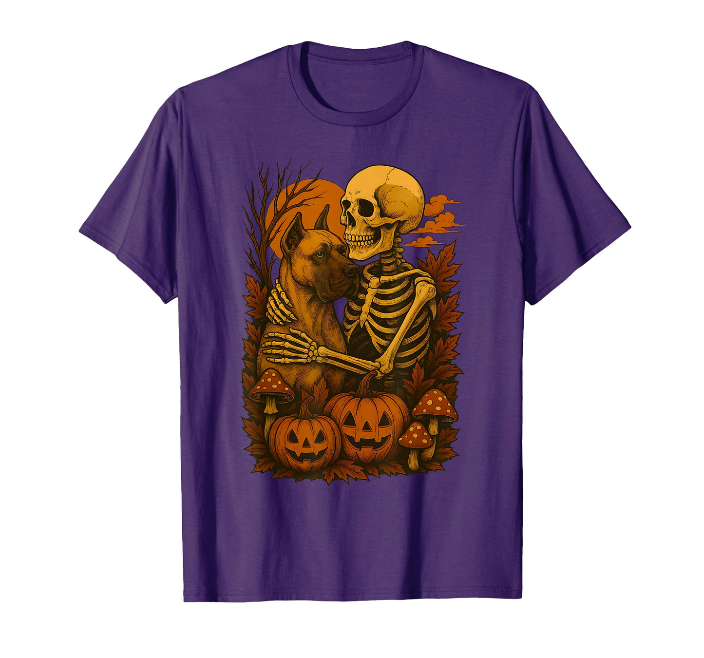 Skeleton Hugging Great Dane T-Shirt