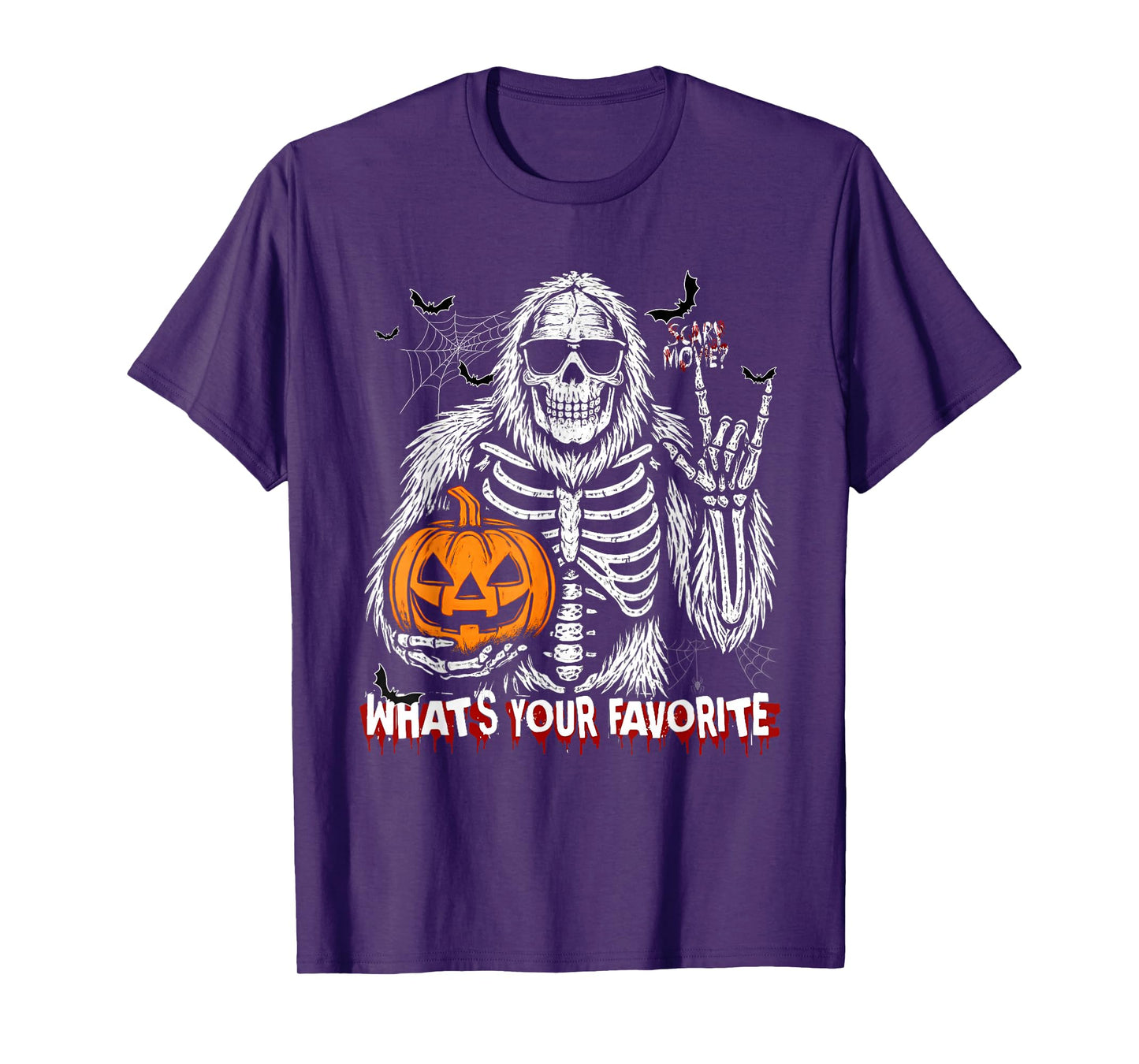 Spooky Bigfoot Jack O Lantern Skeleton Halloween Boys Mens T-Shirt