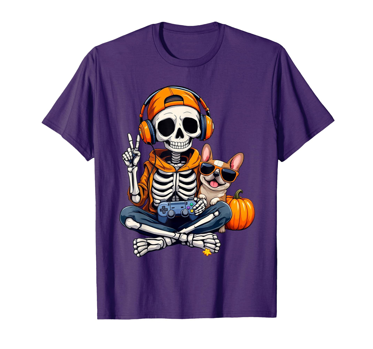 Halloween Skeleton Gamer Video Gaming Boys Men Kids Tees T-Shirt