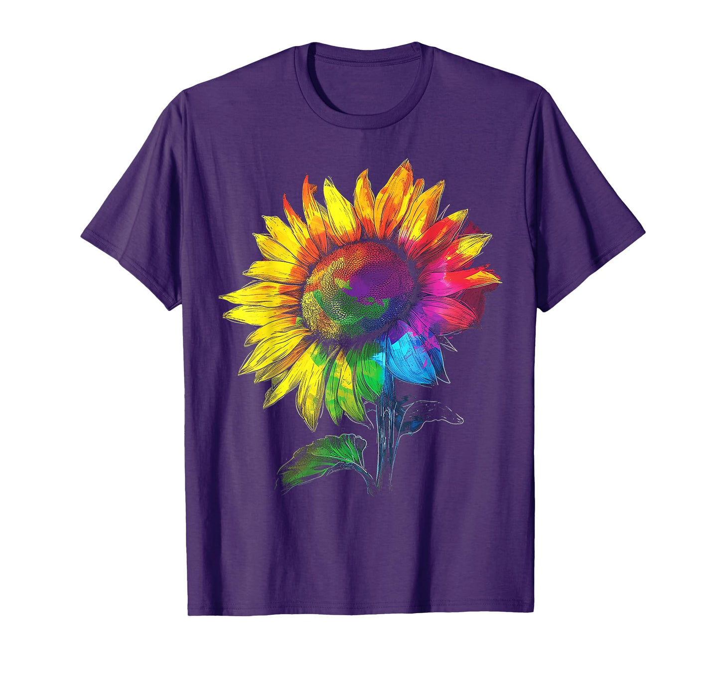 Sunflower Colorful Nature Art Graphic Sunflower T-Shirt
