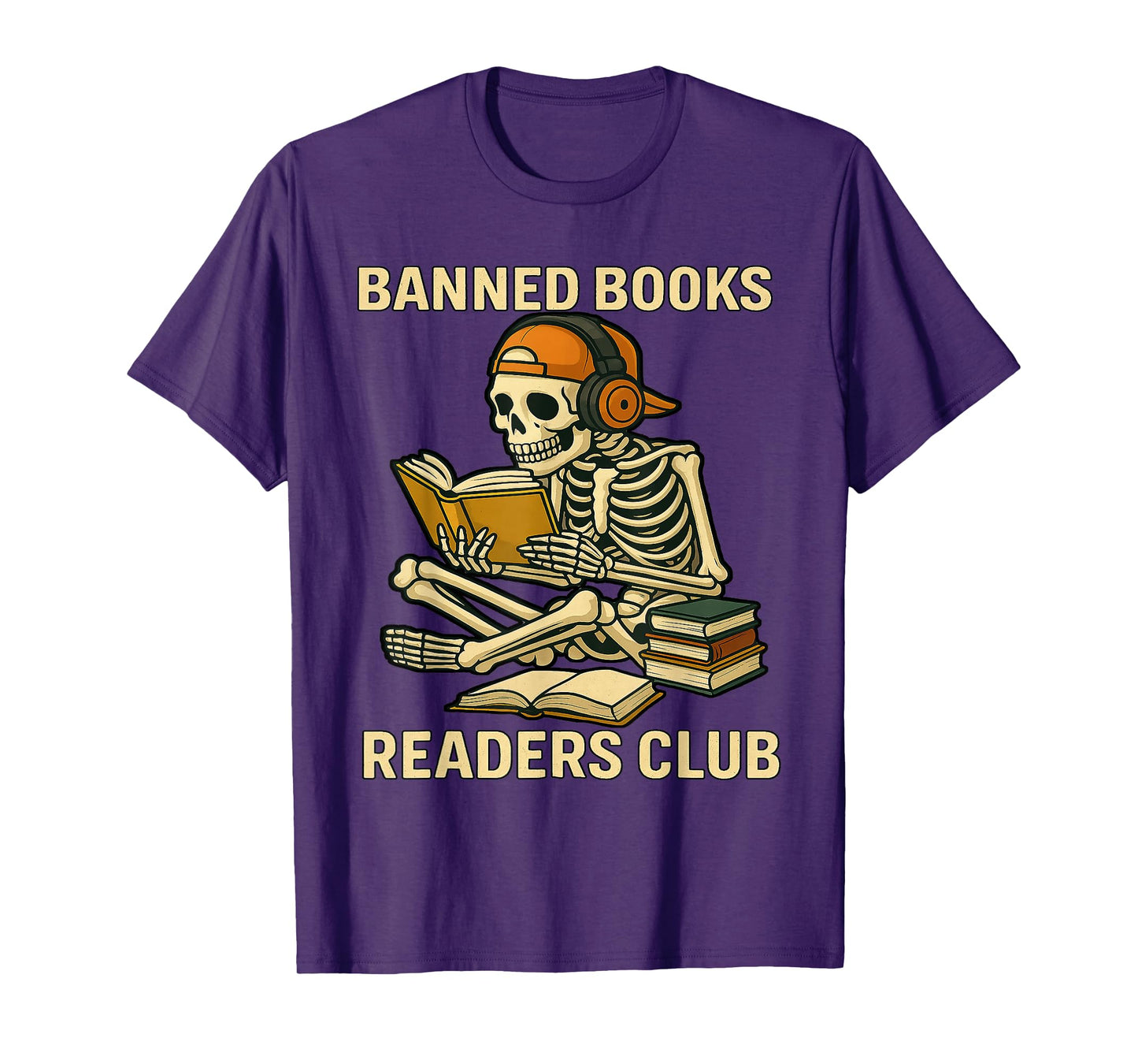 Banned Books Readers Club Design - Skeleton Bookworm T-Shirt