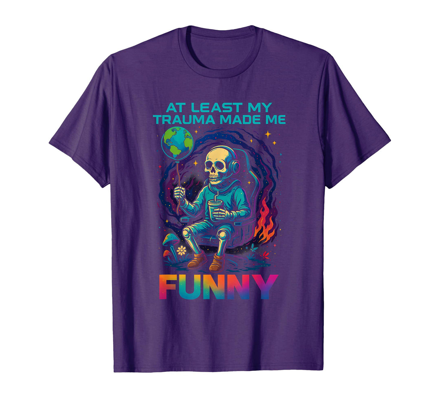 Trauma Made Me Funny Skeleton Coffee Spicy Halloween Gag Men T-Shirt
