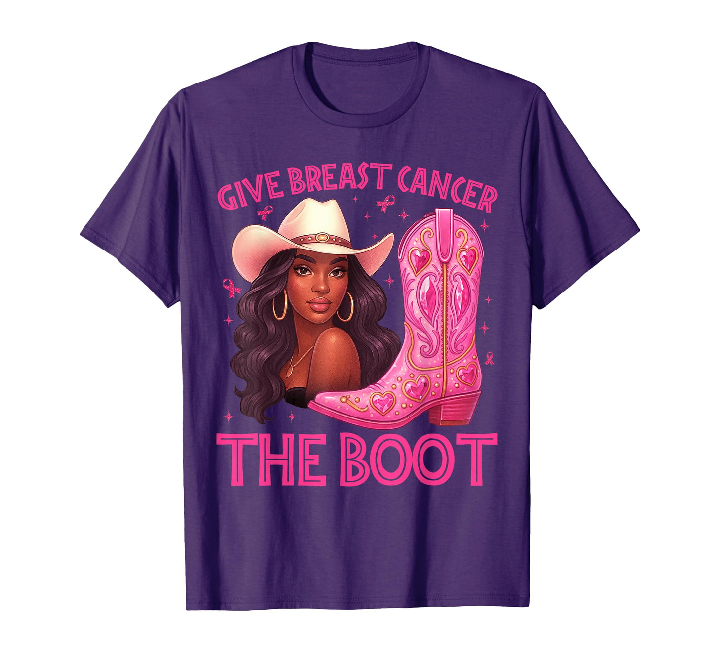 Kick Out Breast Cancer Western Boot T-Shirt
