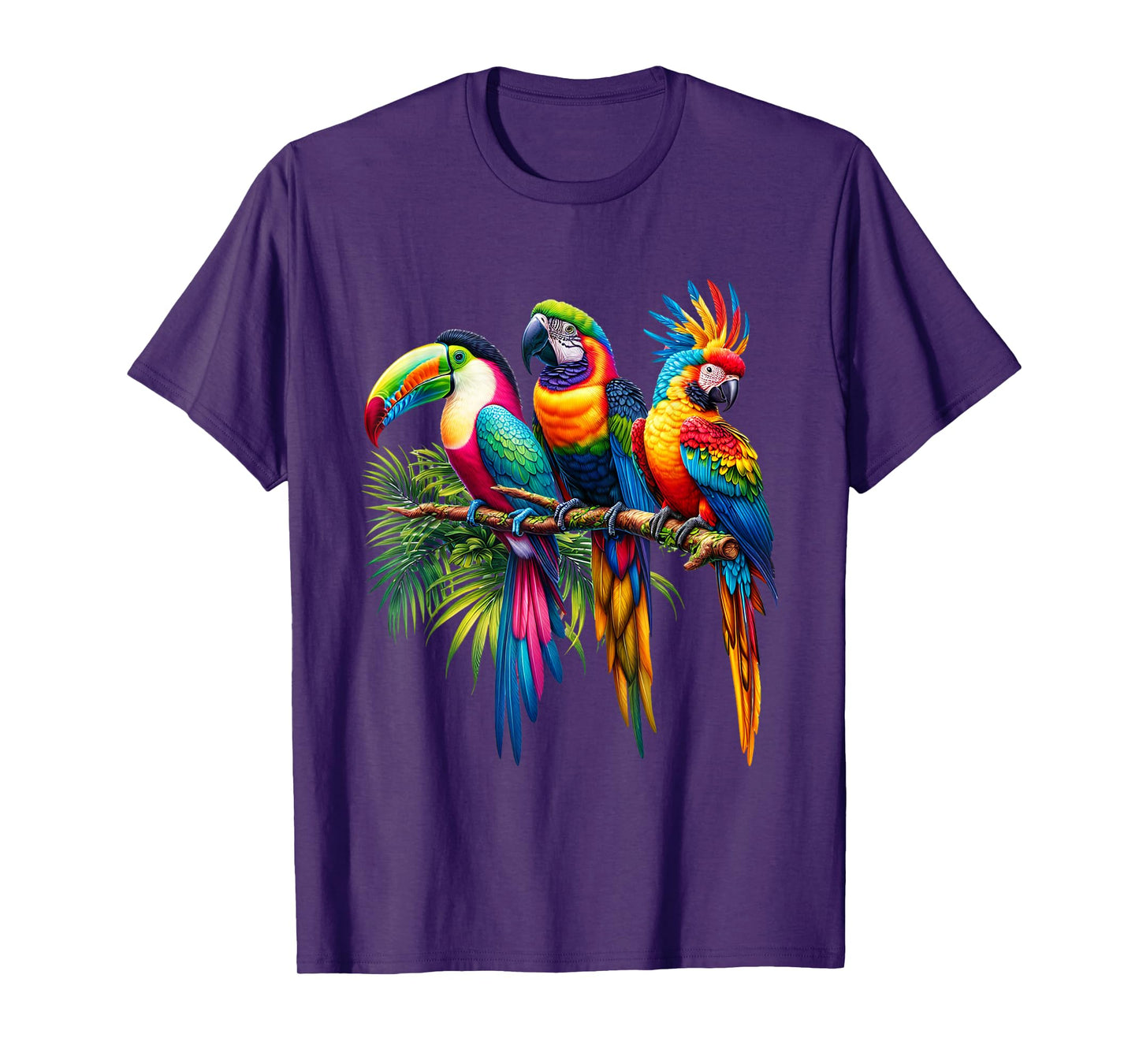 Vibrant Tropical Parrots – Exotic & Colorful Wildlife Art T-Shirt