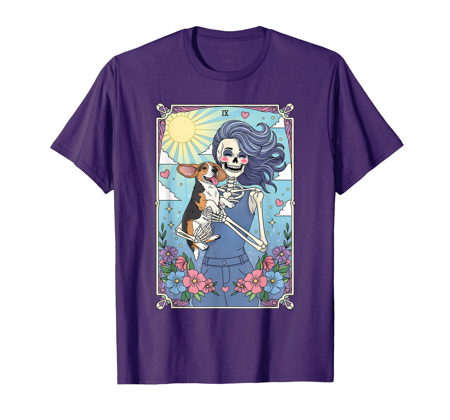 Beagle Dog Tarot Card Halloween Costume Skeleton T-Shirt