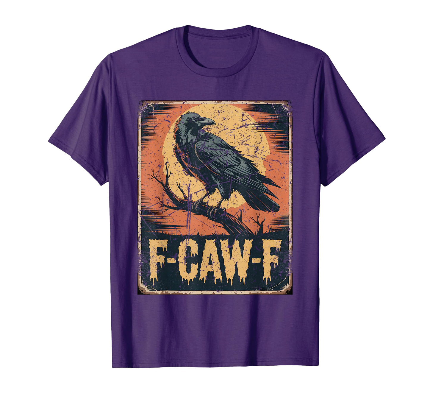 F-Caw-F Raven Halloween Retro Crow Vintage Poster T-Shirt
