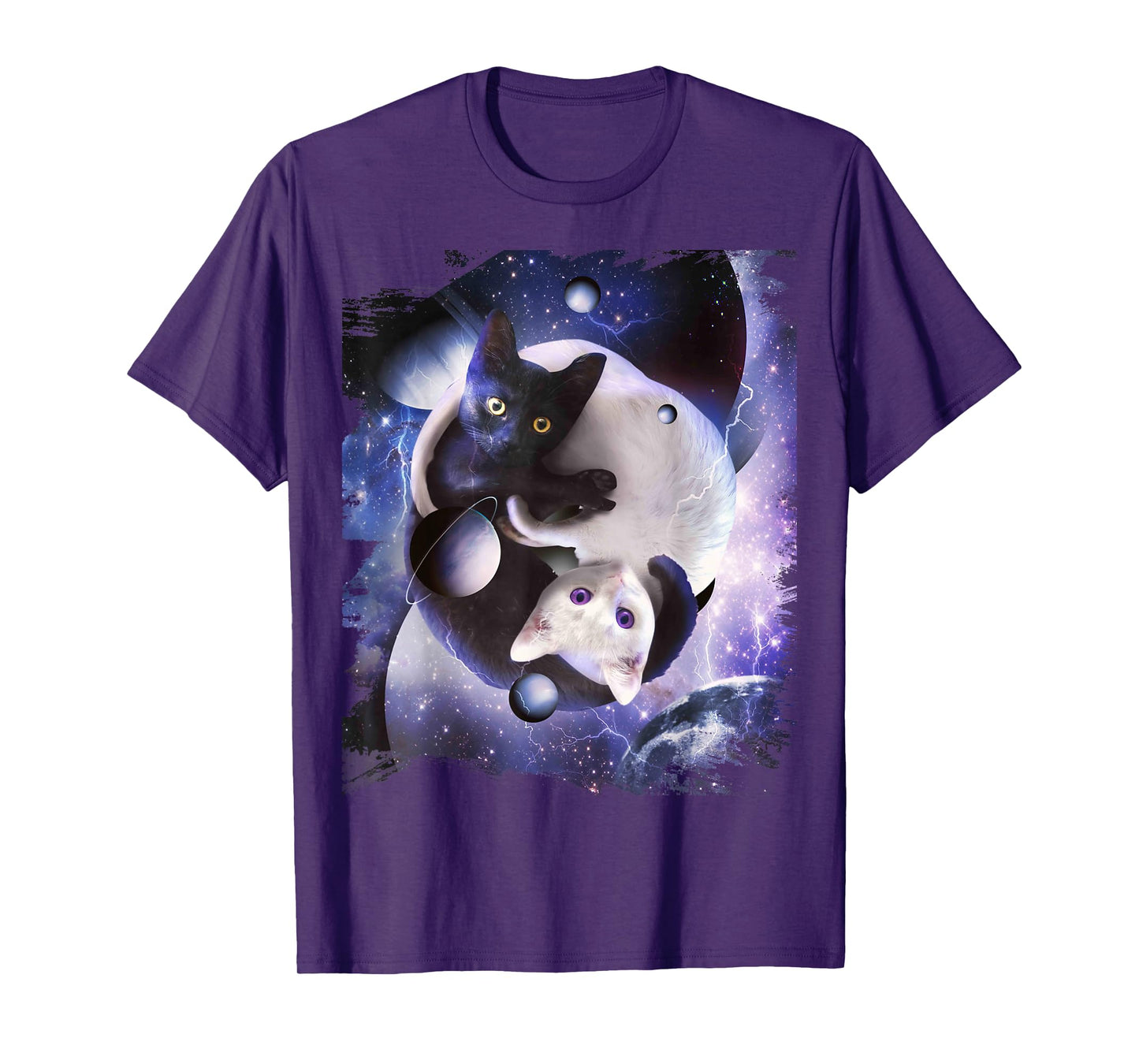 Space Yin Yang Cat Cats Cosmic Yin-Yang Kitty In Galaxy T-Shirt