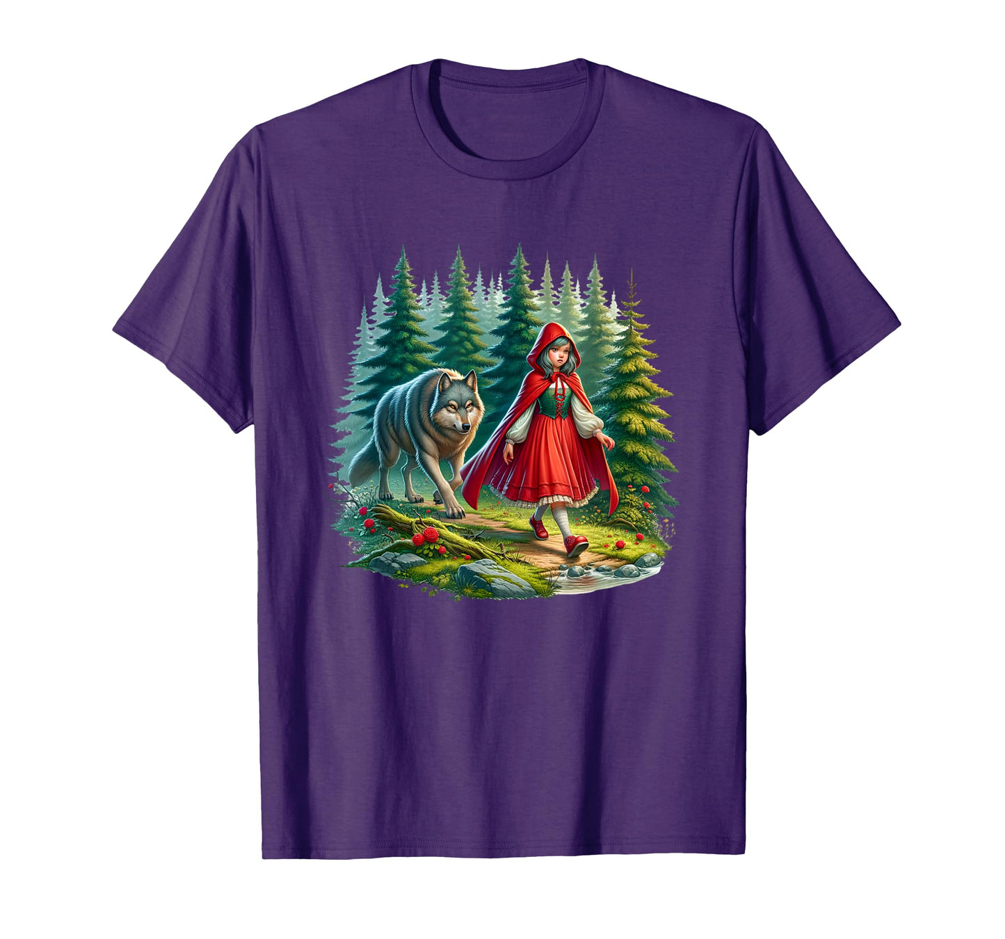 Little Red Riding Hood Stalked by Wolf Halloween Costume T-Shirt