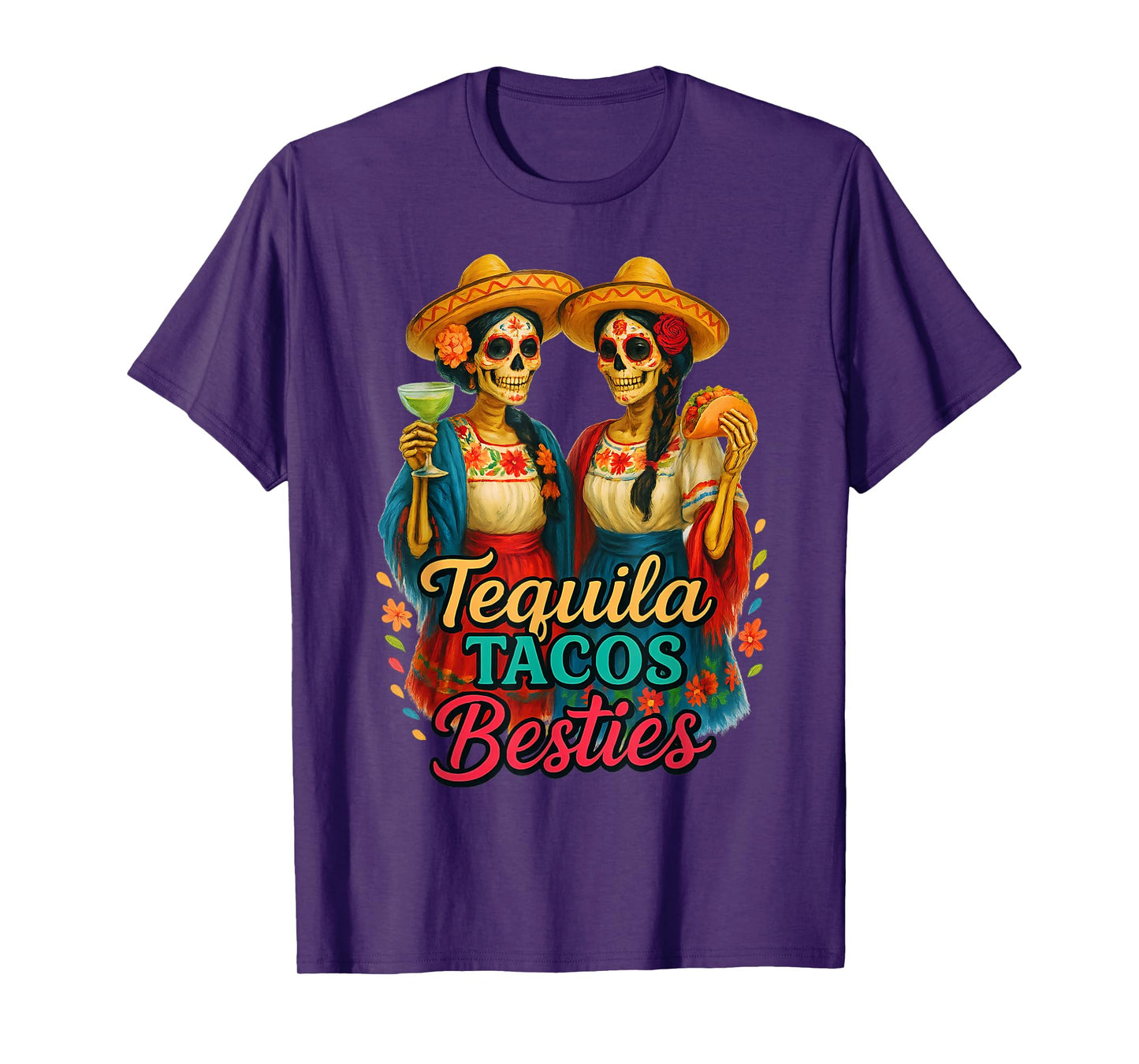 Tequila Tacos and Besties Margarita Squad Summer Girls Trip T-Shirt