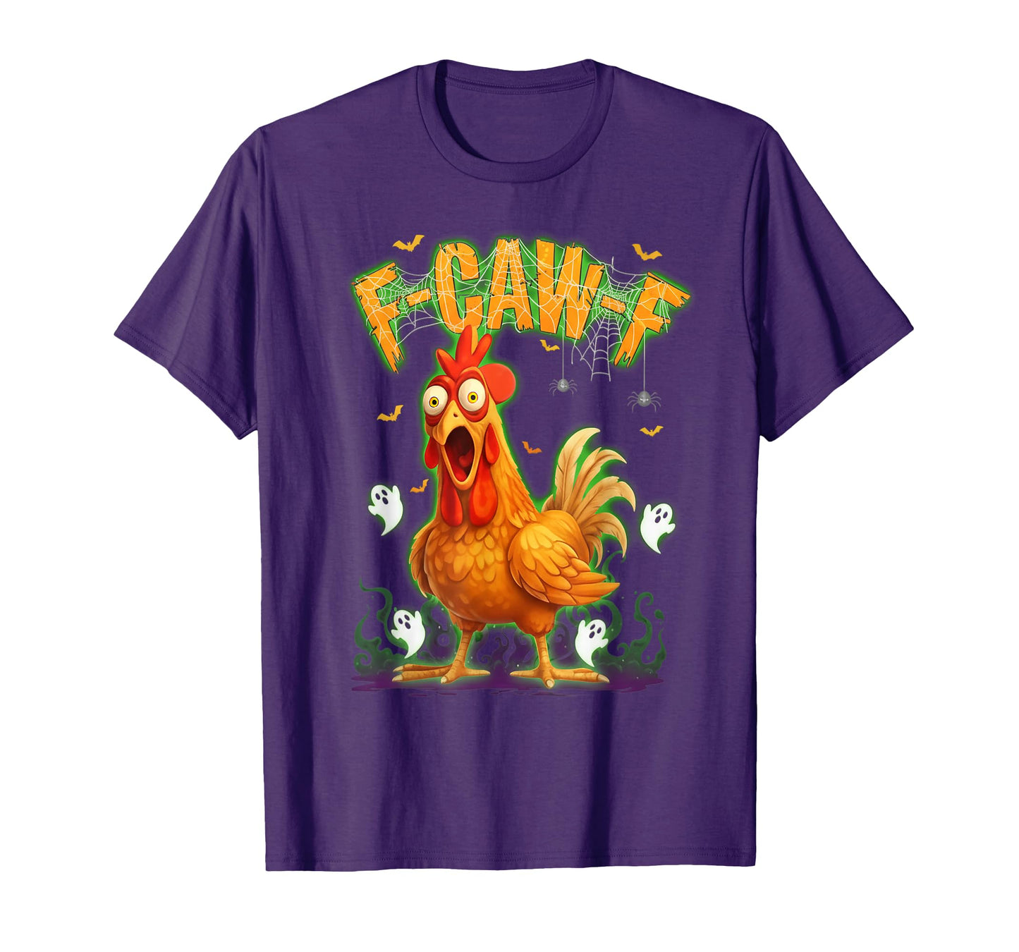 Chicken F-Caw-F Spider Web Halloween T-Shirt