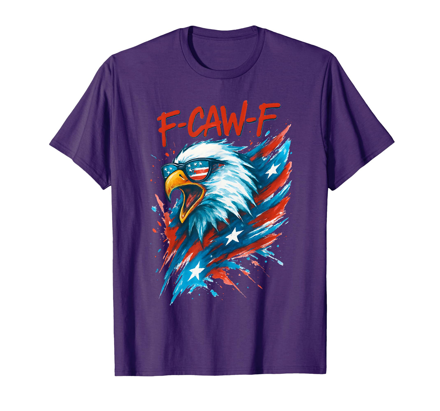F-Caw-F Bald Eagle American Flag FCAWF Adult Humor F Caw F T-Shirt