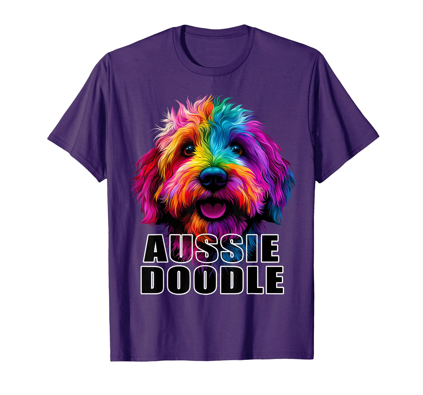 Aussiedoodle Aussie Doodle Puppy Dog Lover Colorful Black T-Shirt