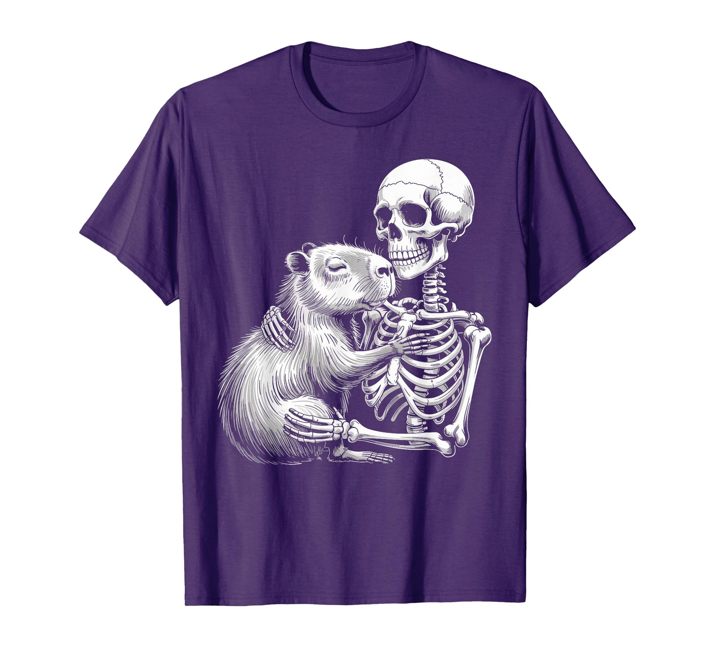 Spooky Skeleton Hugging Capybara Capy Lover Spooky Season T-Shirt