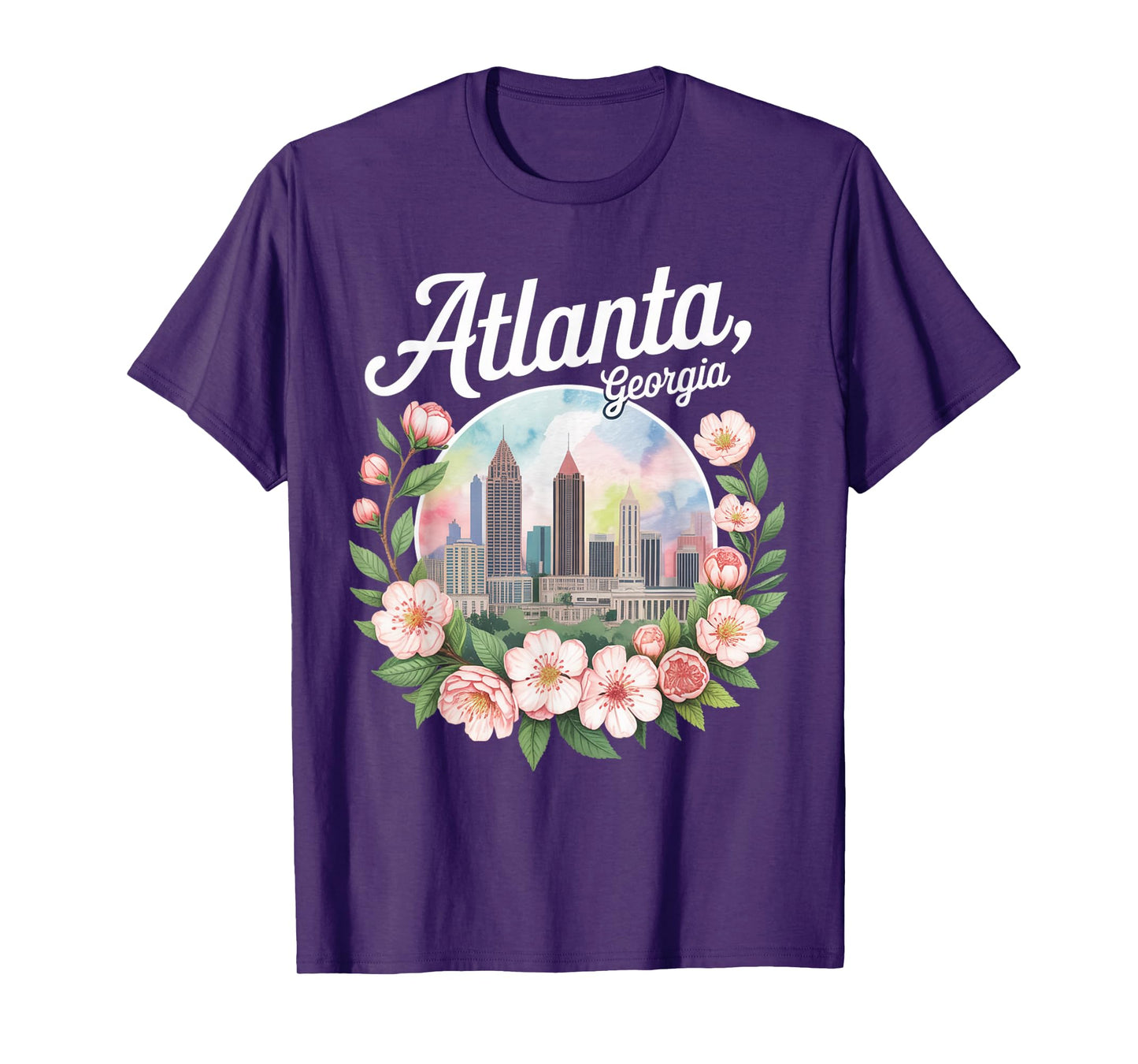 Atlanta Georgia Skyline Floral Wreath Boho Souvenir T-Shirt