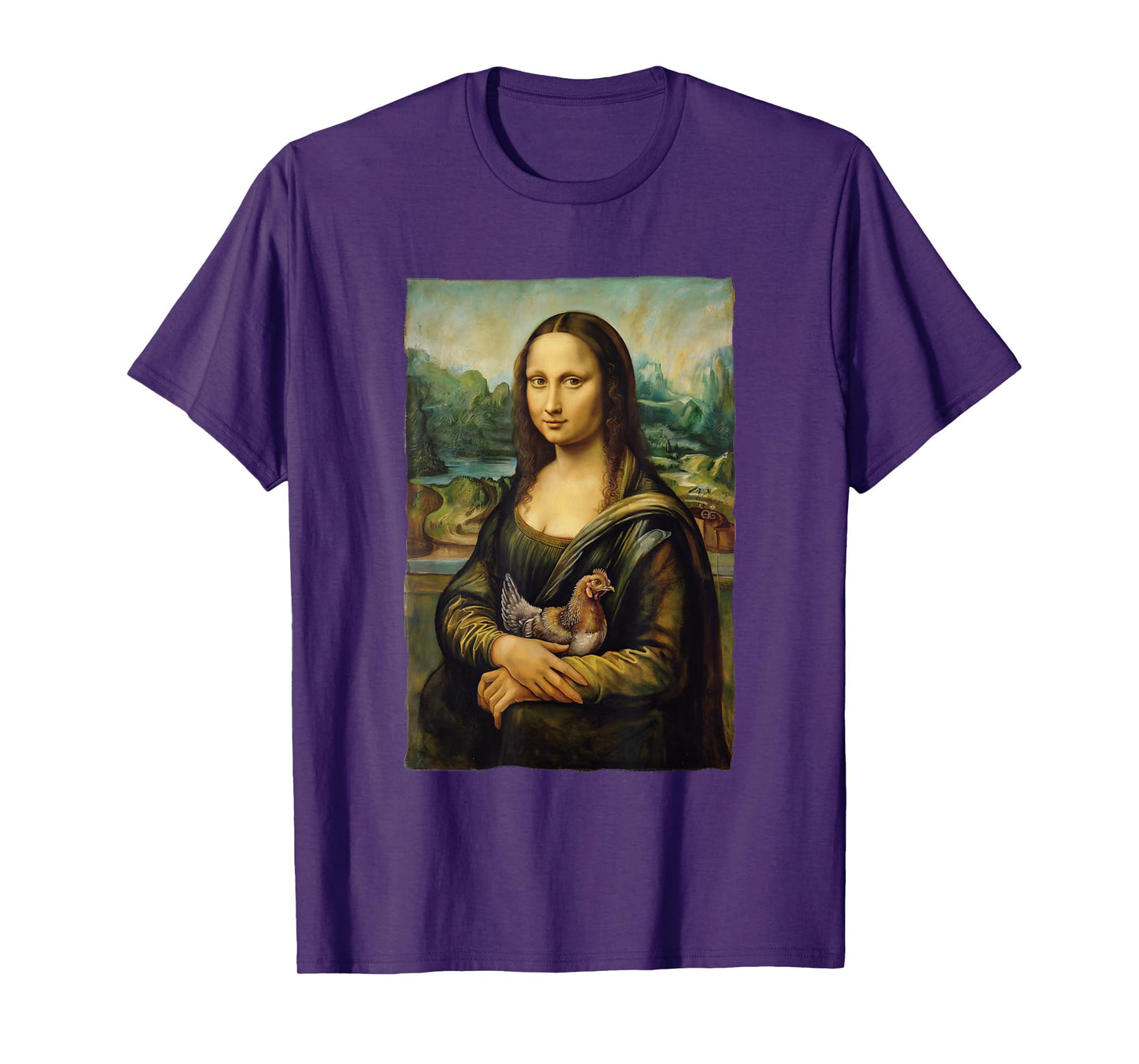 Mona Lisa Holding Chicken Portrait Art Painting T-Shirt