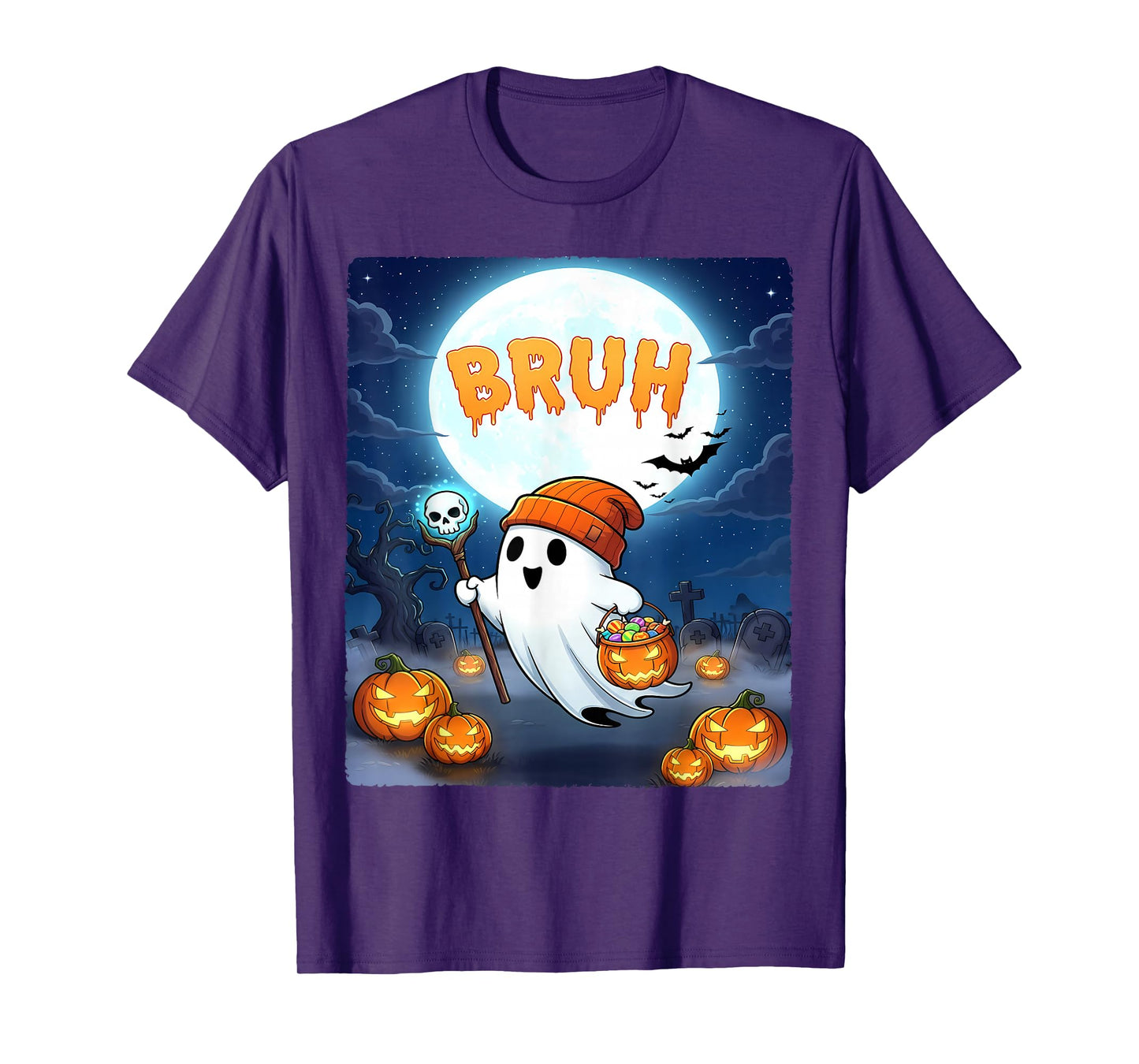 Bruh Ghost Cute Funny Halloween Costume Toddler Boys Kids T-Shirt