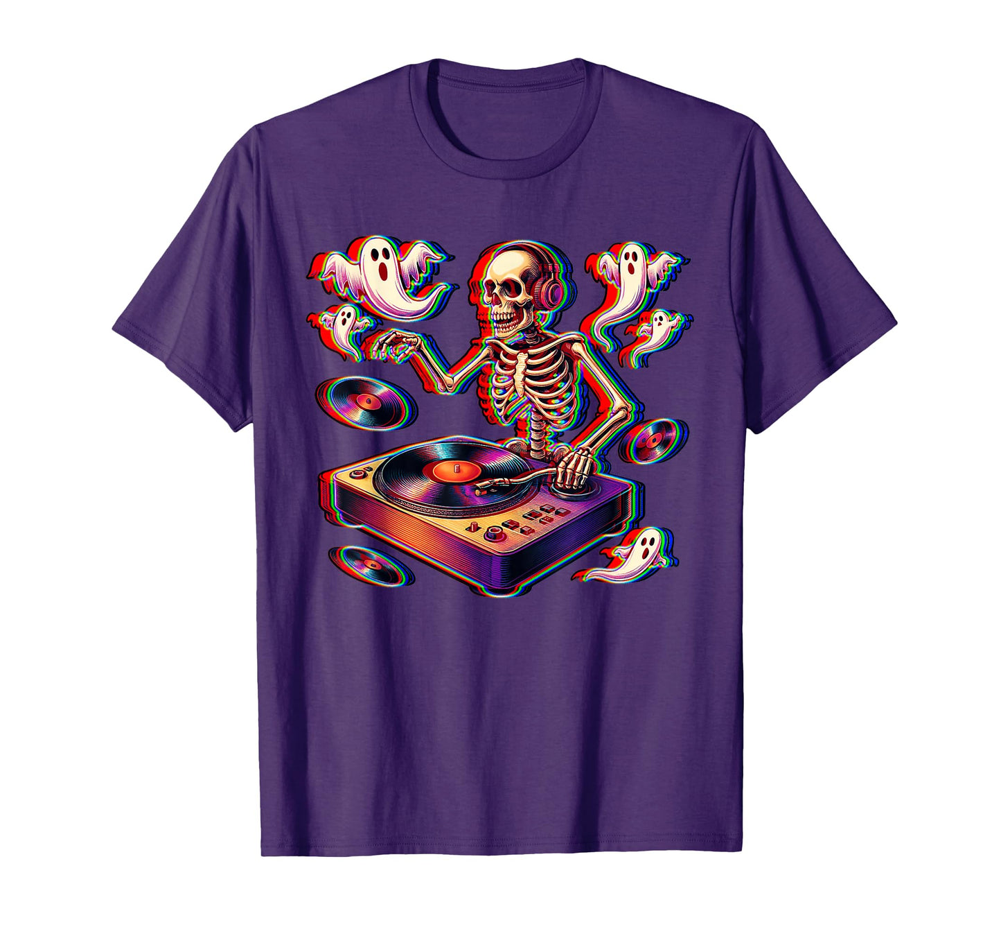 Skeleton House Music Ghost Optical Illusion EDM Halloween DJ T-Shirt