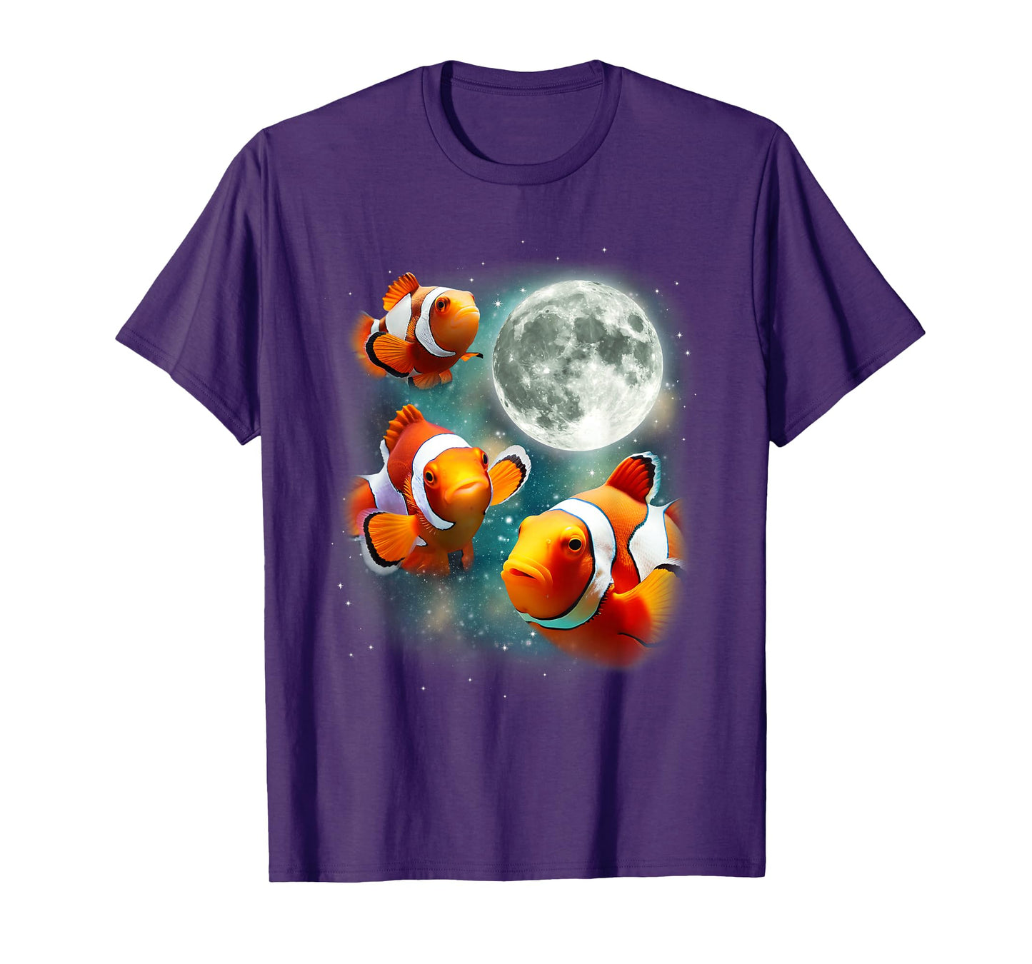 Three Clownfish Moon | Tropical Ocean Marine Clown Fish T-Shirt