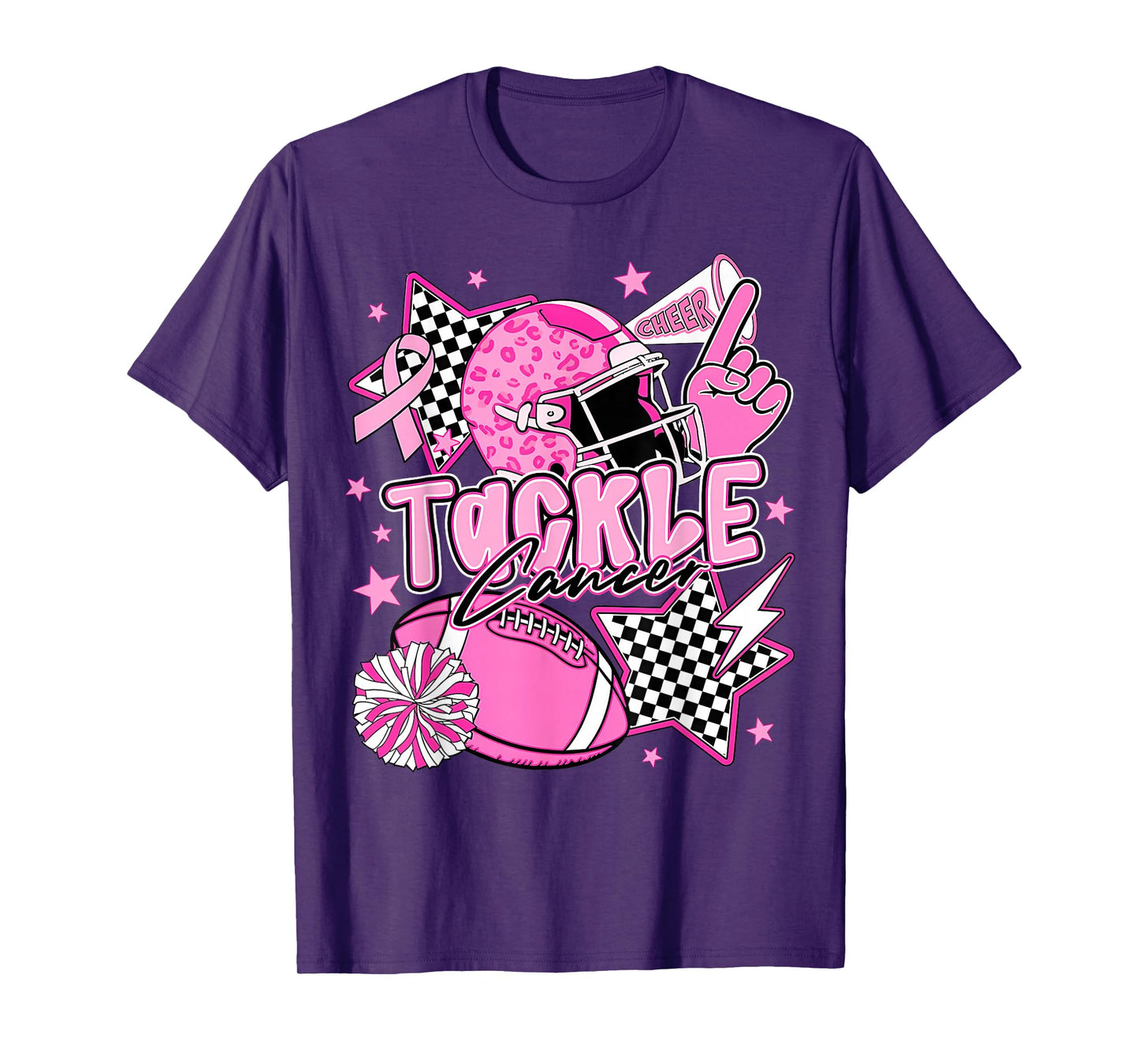 Tackle Breast Cancer Awareness American Football Pink Ribbon T-Shirt