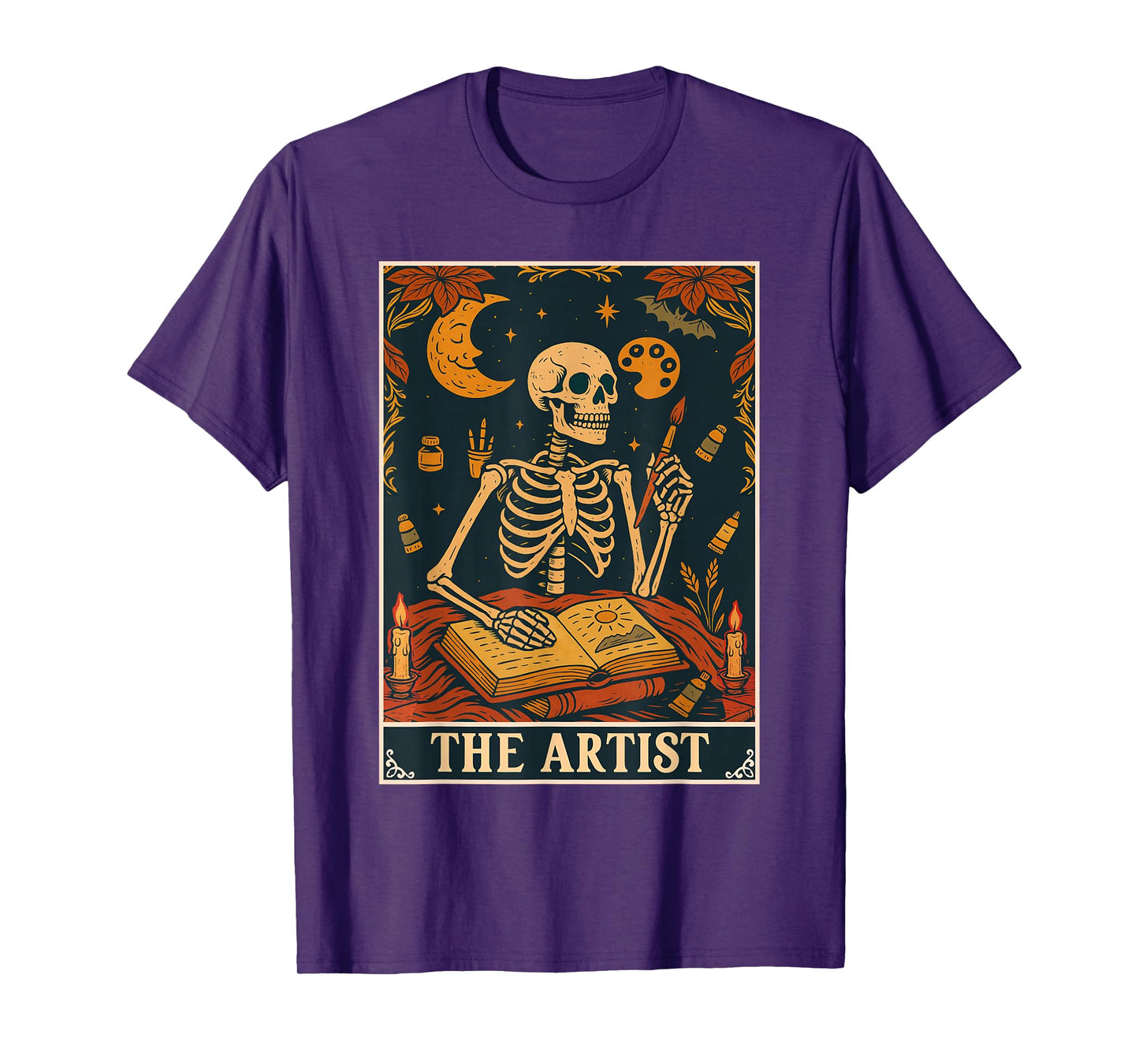 The Artist Tarot Card Skeleton Painting Art Lover Painter T-Shirt