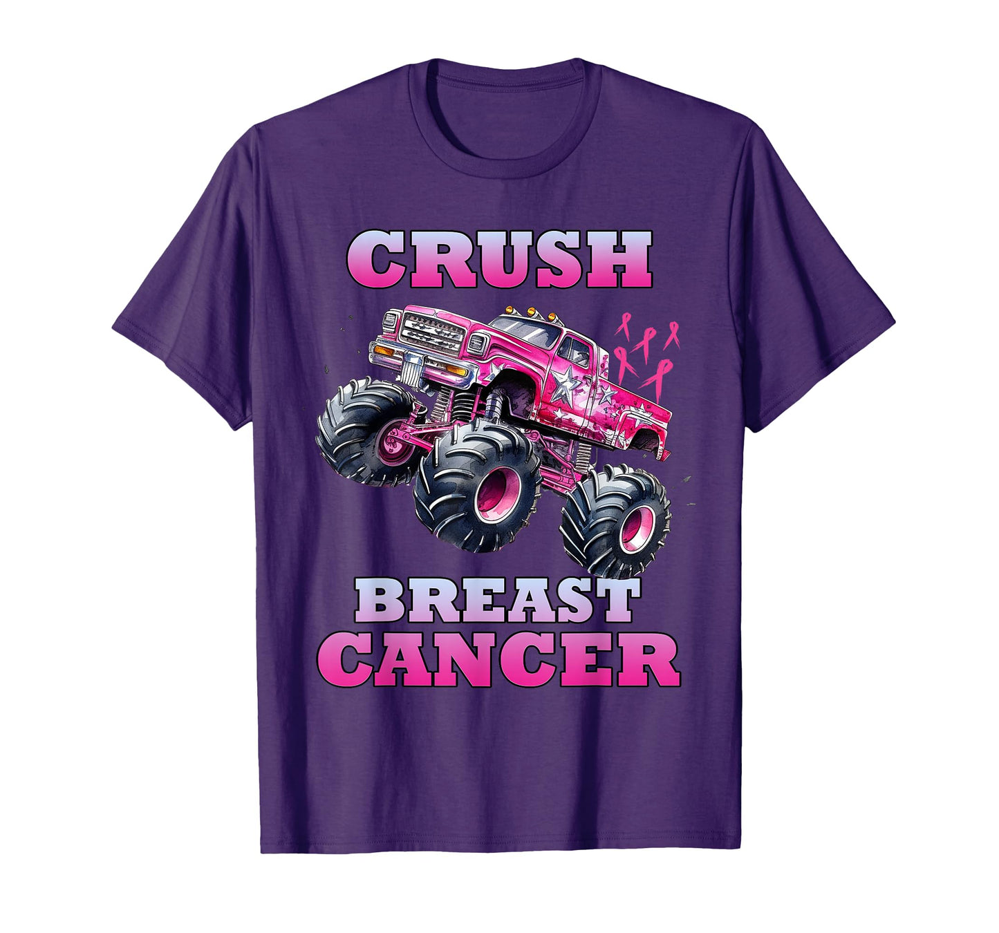 Crush Breast Cancer Monster Truck Wear Pink Kids Boys Girls T-Shirt