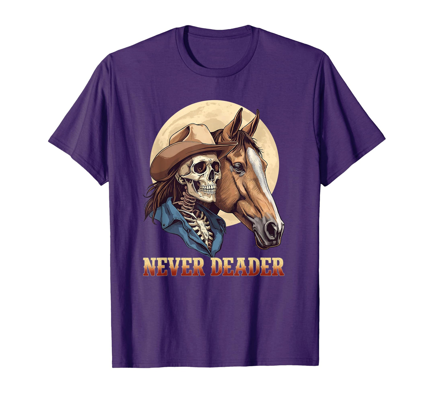 Skeleton Cowboy Riding Horse for Western Spooky Halloween T-Shirt